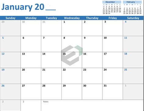 Download Free Excel Template For Any Year Monthly Calendar
