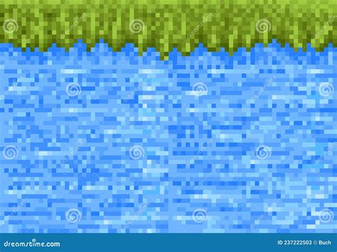 River Or Waterfall Water Cascade Cubic Pixel Game Stock Vector