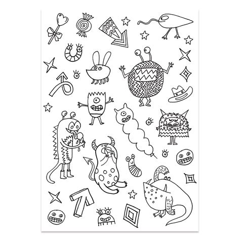 Color In Stickers Colouring Activity Monsters And Insects Pattern X132