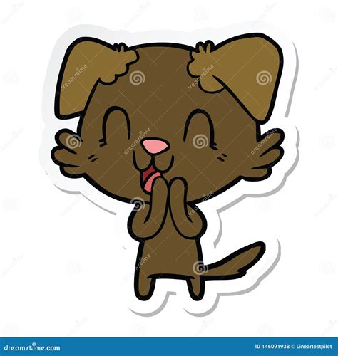 Sticker Of A Laughing Cartoon Dog Stock Vector Illustration Of Funny