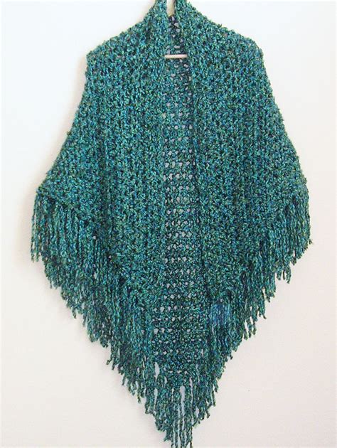 Handmade Blue Crochet Fringe Shawl