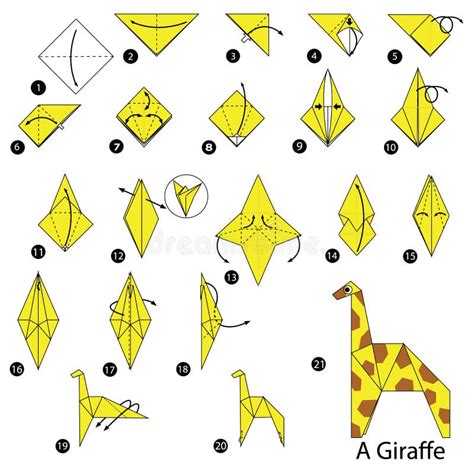 Istruzioni Graduali Come Rendere Ad Origami Una Giraffa Illustrazione