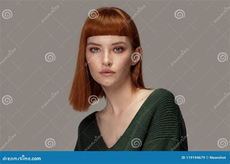 Natural Redhead Girl Posing In Studio Stock Image Image Of Look