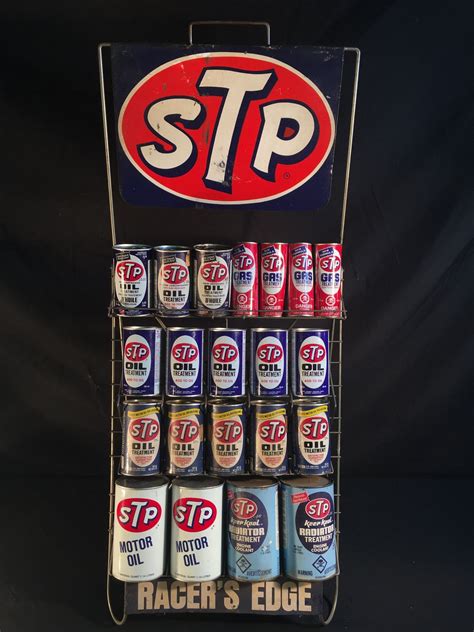Vintage Stp Racers Edge Oil Can Display Rack Oil Cans Not Included