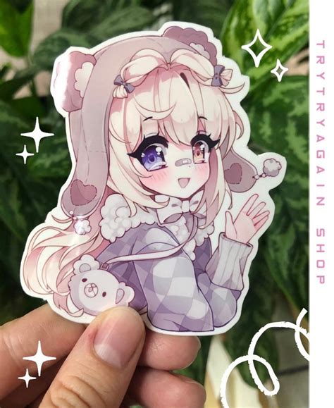 Cute Anime Bear Girl Waterproof Vinyl Sticker Pack Kawaii Etsy