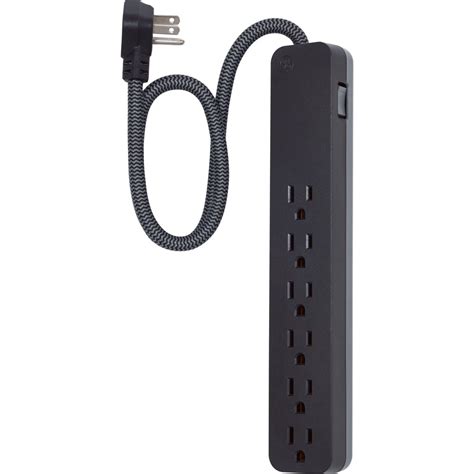 Ge Pro Grounded 6 Outlet Surge Protector With 2 Ft Braided Extension