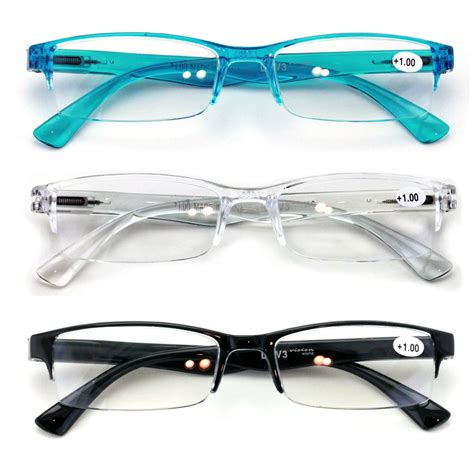 Vwe Lightweight Rectangular Reading Glasses Clearblueblack 3 Pair
