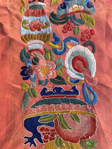 Ancient Chinese Embroidery In Antique Silk 17x88 Cm Etsy
