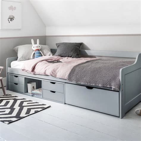 Eva Day Bed In Grey With Pull Out Drawers In 2020 Daybed With Storage