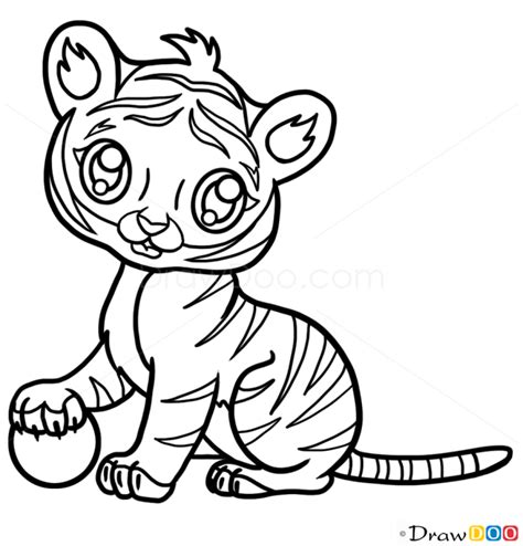 How To Draw Baby Tiger Cute Anime Animals