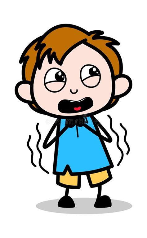 Scared School Boy Cartoon Character Vector Illustration Stock