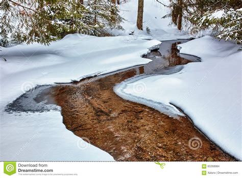 Mountain River In The Winter Stock Photo Image Of Majestic Scenery