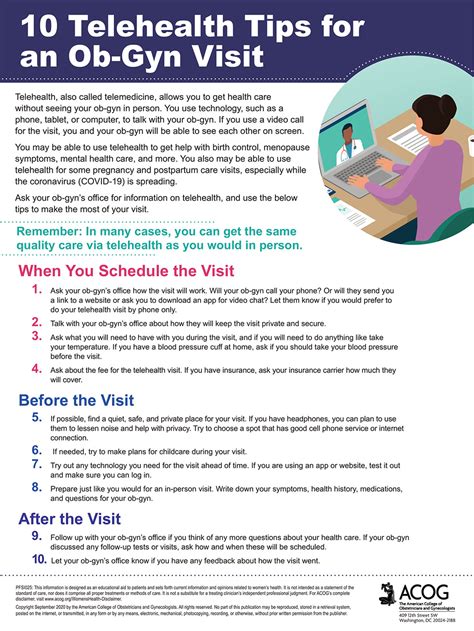 10 telehealth tips for an ob gyn visit infographic infographics