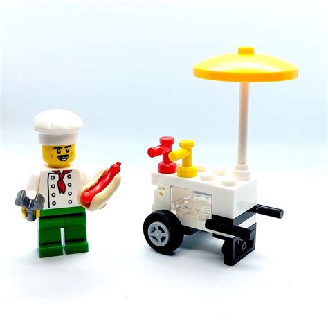 Lego City Hot Dog Food Stand Cart And Chef Minifigure Park Etsy Uk