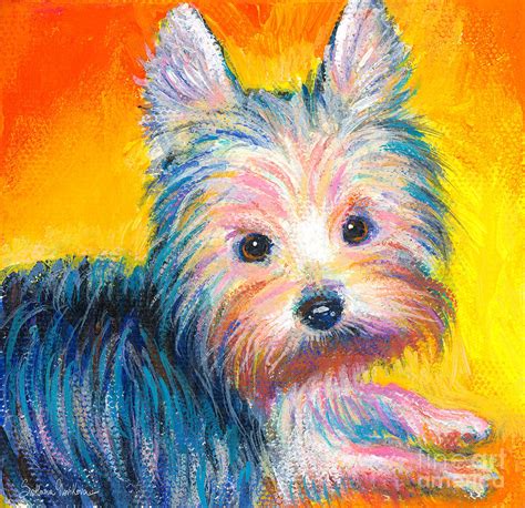 Yorkie Puppy Painting Print Painting By Svetlana Novikova