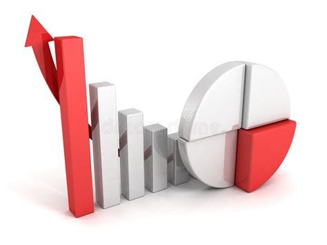 Finance Pie And Bar Chart Graphs With Growing Arrow Stock Illustration