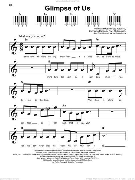 Glimpse Of Us Beginner Sheet Music For Piano Solo Pdf