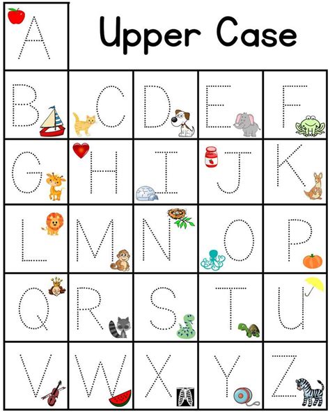 Upper Case Alphabet Trace Alphabet Charts Alphabet Tracing School