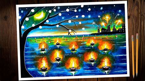 Diwali chart / poster drawing. Diwali poster making. easy happy Diwali