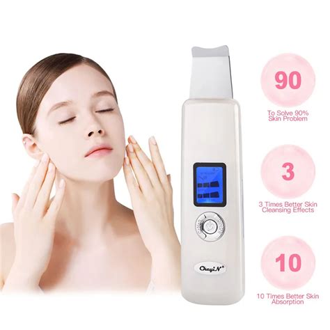 ultrasonic skin scrubber face pore cleanser blackhead acne removal ultrasound vibration skin spa