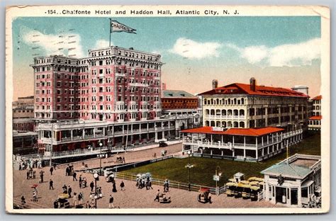 Postcard Chalfonte Hotel Haddon Hall Atlantic City New Jersey Birds Eye