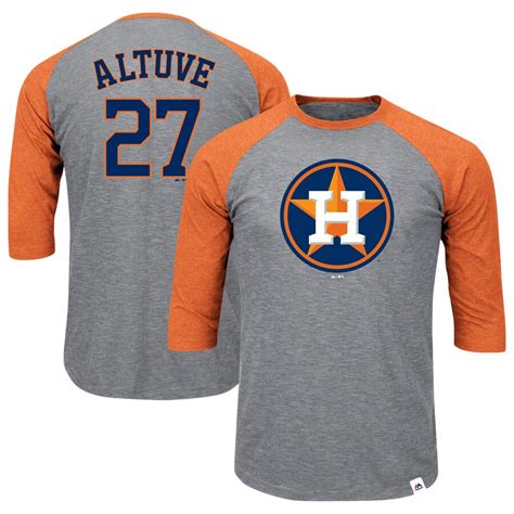 Jose Altuve Houston Astros Majestic Big And Tall Player Raglan 34 Sleeve