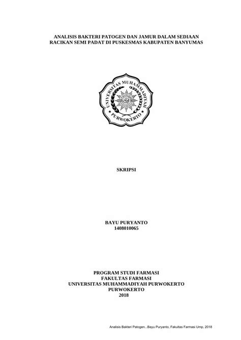 PDF ANALISIS BAKTERI PATOGEN DAN JAMUR DALAM SEDIAAN Repository Ump