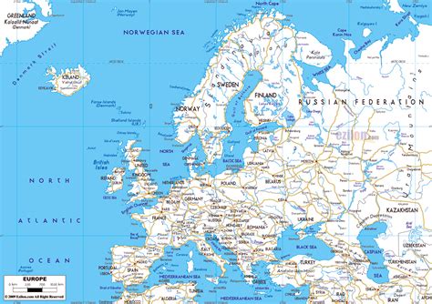 Large Road Map Of Europe Europe Mapsland Maps Of The World