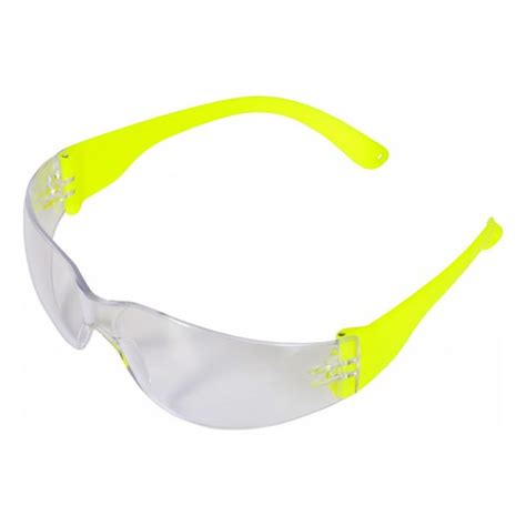 uci java heavy safety glasses with hi vis yellow side arms and clear lens protexmart