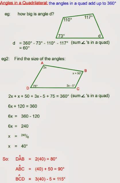 Mr Rouches Maths Angles In A Quadrilateral