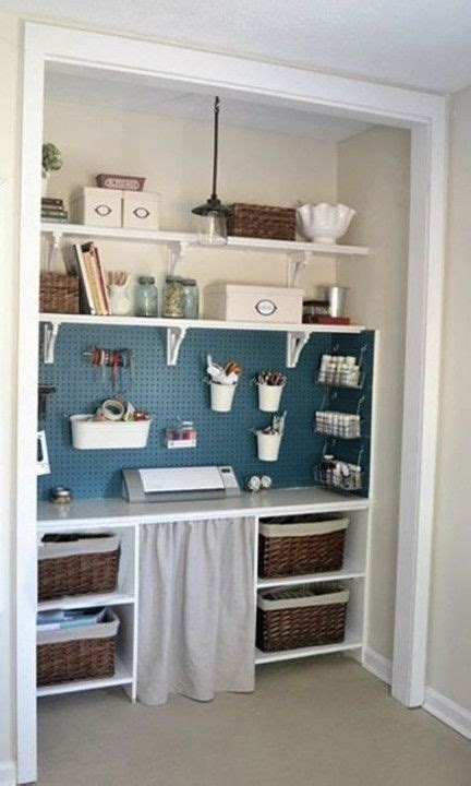 This sewing craft armoire looks polished and chic when it's closed up but expands to hide a complete sewing studio in plain sight! 58+ Trendy Ideas For Home Office Closet Storage Desks # ...