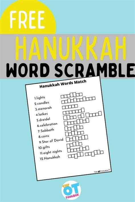 Hanukkah Word Scramble The Ot Toolbox