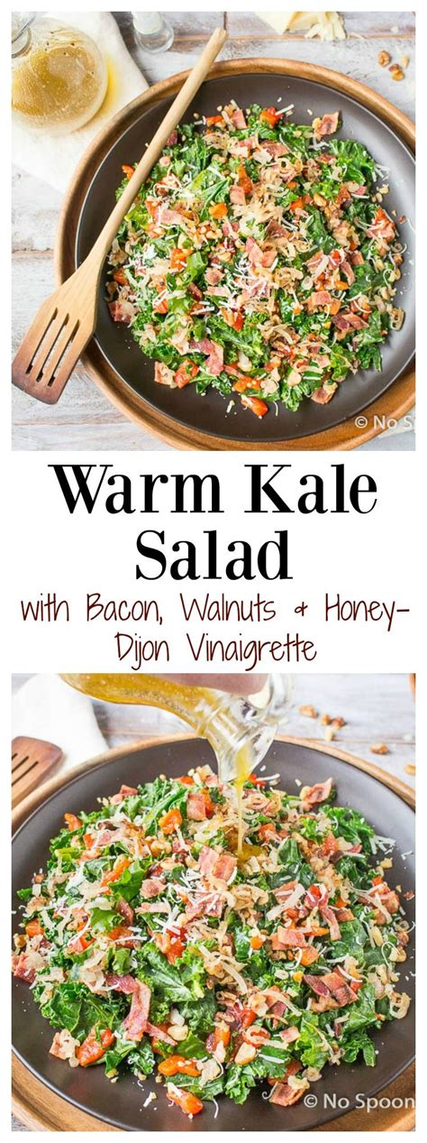 Warm Kale Salad With Crispy Shallots Bacon Walnuts Roasted Red