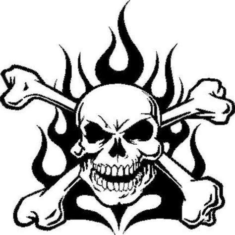 details about skull and flames vinyl decal sticker truck car jeep window race fire crossbones in