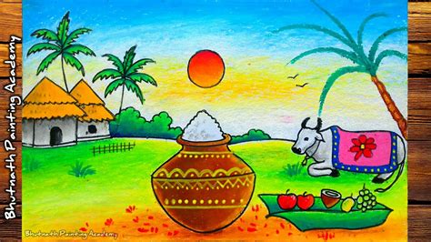 Pongal Drawinghow To Draw Bali Pola Festival Youtube