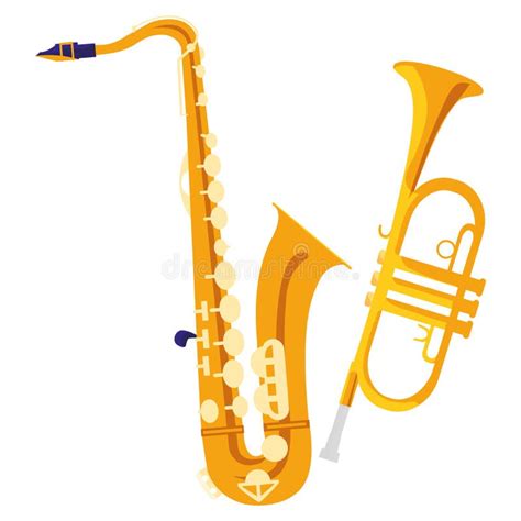 Saxophone And Trumpet Instruments Musical Stock Vector Illustration