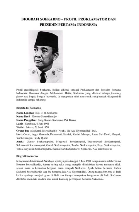 Biodata Dan Biografi Soekarno