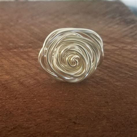 Large Rose Ring, Large Wire Rose Ring, Silver Rose, Silver Rose Ring, Rose Ring, Wrapped Rose 