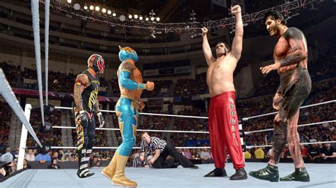 Wwe Rey Mysterio And Sin Cara Vs The Great Khali And Giant Gonzalez