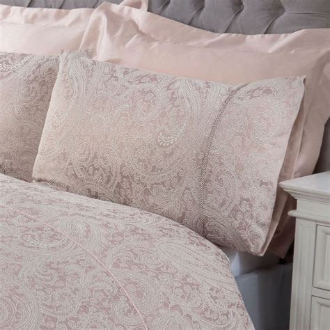 Paisley Blush Pink Luxury Jacquard Housewife Pillowcases Pair In