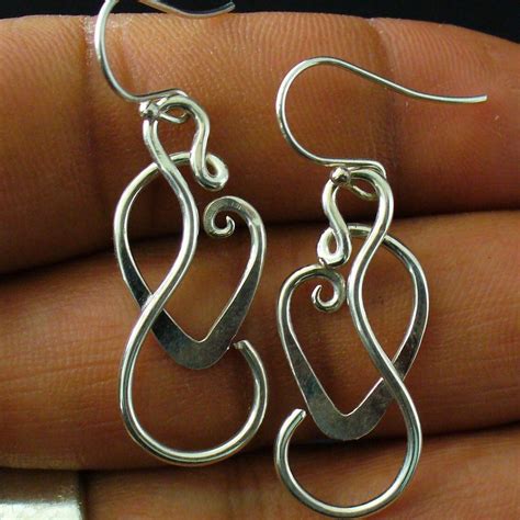 Handmade Sterling Silver Twisted Wire Silver Earrings Dangle Etsy
