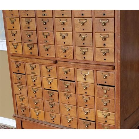 This index filing cabinet 1930s oak wine cabinet has a multitude of uses, and would complement any interior; Vintage Quartered Oak Gaylord Bros. Inc 60 Drawer Library ...
