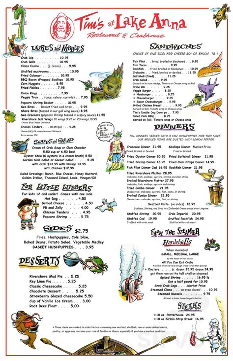 The Cove Lake Anna Menu - Cover With Zipper