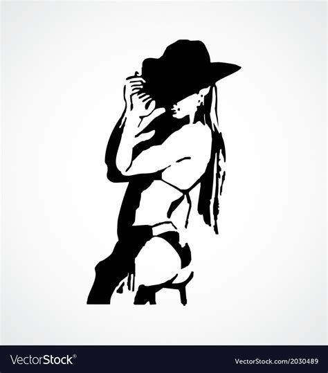 Sexy Cowgirl Stencil Royalty Free Vector Image
