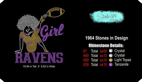 Ravens Girl Football Rhinestone Transfer Template Svg Etsy