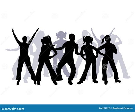 Silhouette Group Of People Dancing Stock Photography Image 4272222