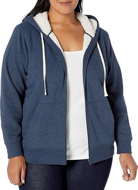Amazon Essentials Womens Plus Size Sherpa Lined Full Zip Hoodie Clothing