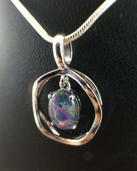 Opal Necklace Pendant Jewelry Genuine Australian Circle Opal Pendant