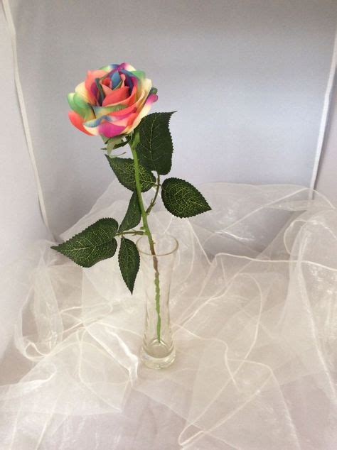 Single Rainbow Multi Coloured Artificial Long Stem Rose With Images