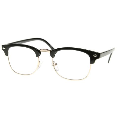 classic half frame vintage inspired clear lens glasses fashion eye glasses horn rimmed horn